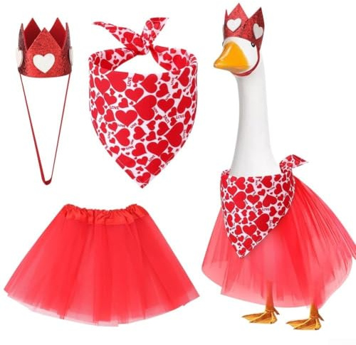 Gans Statue Kostüm, 23 Zoll Valentinstag Party Outfit mit Geburtstagshut Rock, Hinterhof Rasen Dekoration