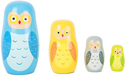 Small Foot Matrjoschka Eulenfiguren aus Holz, Motorikspiel in 4 verschiedenen Größen, für Kinder ab 3 Jahren, 10620