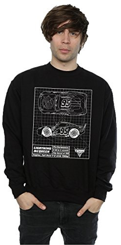 Disney Men's Cars Lightning McQueen Blueprint Sweatshirt Large Black