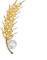 FOCALOOK Dame Zirkonia Getreideähren Brosche 18k vergoldet Perle Anstecknadel Pin für Hochzeit Party Bürodame Office Lady