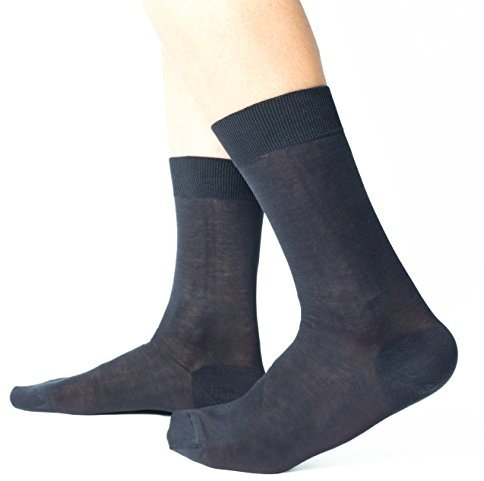 Ciocca Calze uomo corte, pregiato cotone 100% FILO SCOZIA - 6 Paia - tre taglie calze (44/45, Antracite)