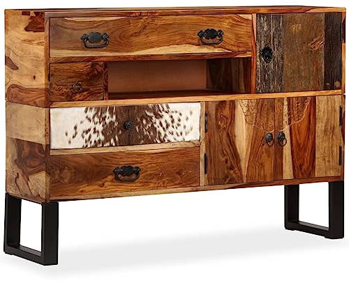 vidaXL Sideboard Sheesham Holz Massiv Palisander 115x30x80cm Kommode Highboard
