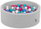 KiddyMoon Bällebad 90X30cm/300 Bälle ∅ 7Cm Bällepool Mit Bunten Bällen Für Babys Kinder Rund, Hellgrau:Weiß/Grau/Blau/Pink/Helltürkis