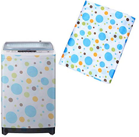 LIOOBO Housse de Protection Imperméable pour Machine à Laver Chargement par Le Haut Lave-Linge Sèche-Linge Étanche (Bleu Pois) 55 × 58 × 87cm