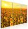 decomonkey Bilder Sonnenblume Natur 120x60 cm 3 Teilig Wandbild Groß Leinwandbild XXL Deko Wohnzimmer Schlafzimmer Büro Wanddeko Leinwand Pictures For Wall Poster Wall Painting Landschaft Blimen