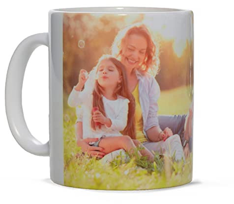 Tazza personalizzata in ceramica con la sua foto o scritta - 300 ml, modello Mug - Idea regalo festa della Mamma, festa del Papà, San Valentino - Massima qualità di stampa