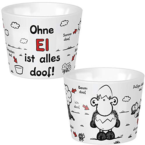 Sheepworld, - 46470 - Eierbecher, Ohne Ei ist Alles doof!, 4,3cm x 5,3cm, Porzellan, spülmaschinengeeignet