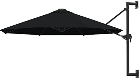 vidaXL Sombrilla de pared con palo de metal negro 300 cm