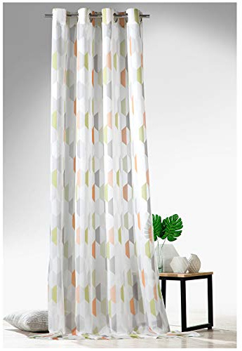 heimtexland ® Ösenschal Modern Art Transparent Trend Gardine HxB 245x140 Vorhang Orange Grün Typ704