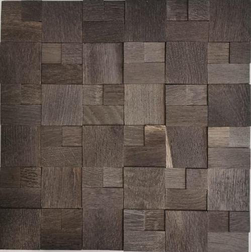 Mosaïque en bois Carreaux Mosaique - 3D - Gris, bleu foncé - Autocollant - Miroir mural de cuisine MOS170-11B_f