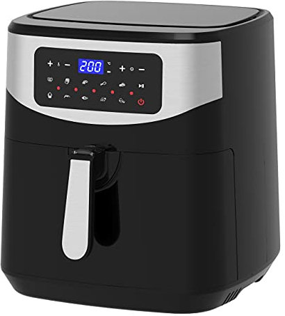 Melchioni Family | Friggitrice ad Aria ISABEL, Capacità 9L / 3kg, Display Touch Screen, Timer da 1 a 60 Minuti, 10 Programmi Preimpostati, 50-200°C, Contenitore Antiaderente, 1800 W