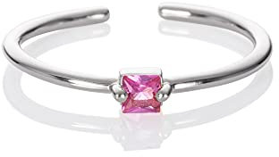 namana rosa Ring in Silber für Frauen, verstellbarer offener Ring für Damen mit einem rosa Stein, Silber Damenring mit einem hellrosa Stein, einfacher Silberring für Frauen, Teens, Mädchen