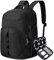 NEWHEY Laptop Backpack Men 17.3 Inch with Cable Organiser Bag Large Rucksacks for Men Water Resistant Laptop Bag Travel Business School Bag Black Black