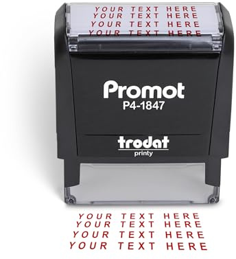 Promot Self Inking Custom Stamp - Up to 4 Lines of Personalized Text, Customized Address Stamp with Easy to Change Ink Cartridge (Medium)