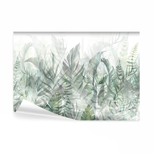 decomonkey - Papier Peint Panoramique Plantes 450x315 cm - Décoration murale moderne – Tapisserie décorative pour chambre salon - Couleurs paysage feuilles nature plantes tendances