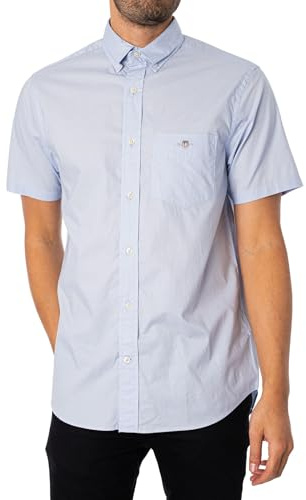 GANT Herren Normales, Kurzärmliges Popeline-Hemd, Light Blue