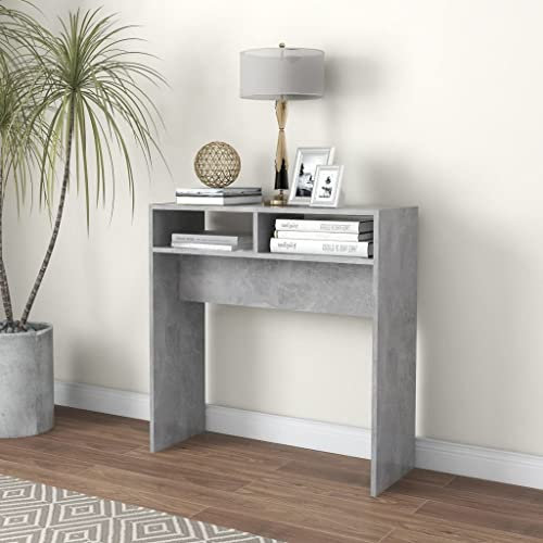 homiuse Table Console 78x30x80cm Table d'appoint Gris Béton Table d'entrée Console Meuble Design Accrocheur Table Salon Basse pour Couloir Bureau Bout de Canapé Aggloméré de Qualité
