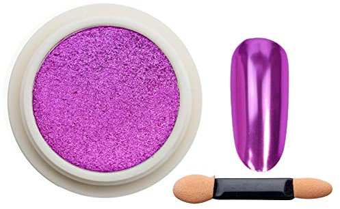 Bright Purple Mirror Nail Powder, LILAH'S NAILS. Metallic Nail Art Pigment Powder Set, Shiny Nail Glitter Powder Magic Mirror Effect for Nail Art Design Decoration.
