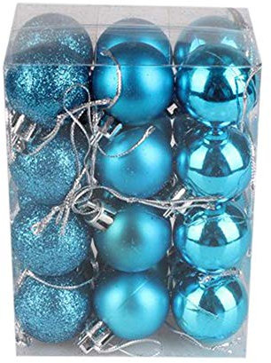 30mm/12Pcs Christmas Baubles Shatterproof Teal Blue, Christmas Tree Decorations Ball Ornaments Balls Xmas Hanging Decorations Holiday Decor - Shiny,Matte,Glitter