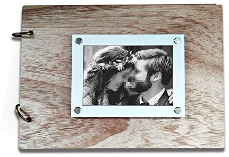 Hochzeitsgästebuch, Personalisiert Fotobuch 30 Seiten Holzcover Ringbuch individueller mit Foto Einklebebuch Für Gäste, Babyparty Jahrestag Geschenk, Taufe Konfirmation (Hochzeitsgästebuch)