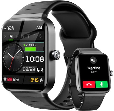Reloj Inteligente Hombre Mujer con Llamadas & Voz de Alexa, 1.8 Smartwatch IP68 Reloj Deportivo con 110+ Modos Deportivos, Pulsera Actividad Pulsómetro/Monitor de Sueño para Android iOS - Negro