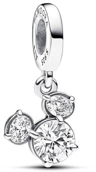 PANDORA Moments Disney Micky Maus Funkelnder Kopf Silhouette Charm-Anhänger aus Sterling Silber, Zirkonia, Kompatibel Moments, 793031C01