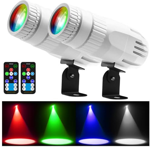 Luz Pinspot 2 Pack,Czgor Light para bola de discoteca 15W RGBW 4 en 1 Luz de bola de espejo con control remoto Luz LED súper brillante de aguja para bola de discoteca para fiestas DJ Disco Bar Boda