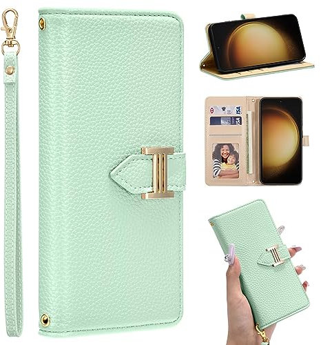 ZCDAYE Leder Hülle für Samsung Galaxy S24 Ultra mit Kartenfach, Magnetische Samsung S24 Ultra Handyhülle Elegante Klapphülle, Stoßfest Stabil Schutzhülle Handytasche für Samsung S24 Ultra, Grün