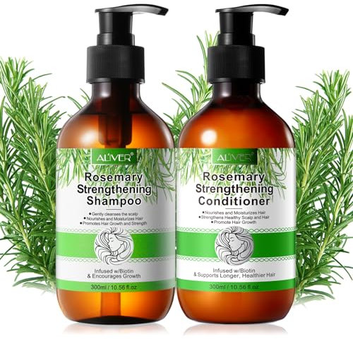 P-Beauty Rosmarin Haarpflege Set - Shampoo 300ml & Conditioner 300ml - für Haarwachstum & Kopfhaut | Stärkungsshampoo, sanfte Haarspülung für geschädigtes & trockenes Haar | für alle Haartypen