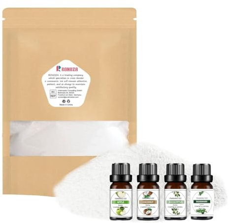 Ronoza® Kerzensand mit Duft, Kerzensand 1000g mit 4 Duft, Rosmarin, Eukalyptus, Apfel, Kokosnuss, Kerzen Sand, Wachsgranulat für Wachskerze Selber Machen, Kerzenwachs für Alle Größen Geschenkset