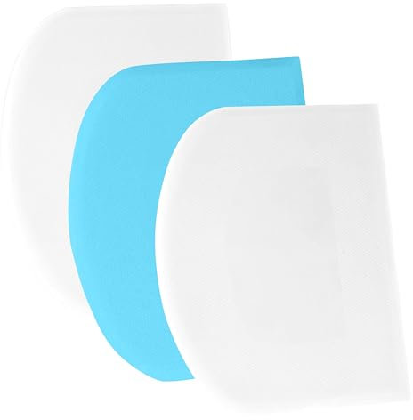 SURDOCA Dough Scraper Bench Scraper - 3P 5.9x4.3 Plastic Flexible Bowl Scraper, Sharp Edge & Angles Cake Scraper. Non-Slip Bakeware Decorating Tools Sculpting & Modeling Tools - White+Blue+White