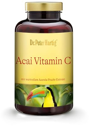 Dr. Peter Hartig Acai Vitamin C, zum Lutschen, Acai-Beere, Acerola-Kirsche, vegan, 120 Presslinge 4-Monats-Vorrat Lactose- Gluten- Hefefrei