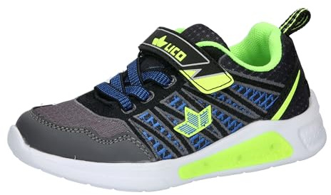 Lico Blinky Boy Sneaker, Schwarz/Grau/Lemon, 29 EU