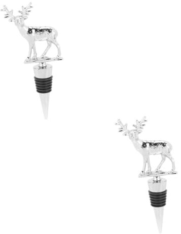 OUNONA 2 Stk Kork Rentier Flaschenverschluss Wiederverwendbarer Weinverschluss Elch Flaschenverschluss Dekorativer Weinverschluss Weinsparpumpe Flaschenverschluss Im Elch-design Metall