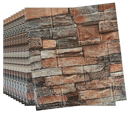 Tarwanear 40PCS Roman Red Brick Wallpaper 38×35cm 3D Wall Panels Brick Pattern Self Adhesive Wall Tiles Masonry Effect Waterproof Wall Stickers for Bedroom Living Room Kitchen