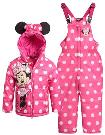 Disney Girls' Snowsuit Set - Minnie Mouse, Lilo & Stitch 2-Piece Ski Jacket and Snow Dungarees for Toddlers/Little Girls (2T-7)