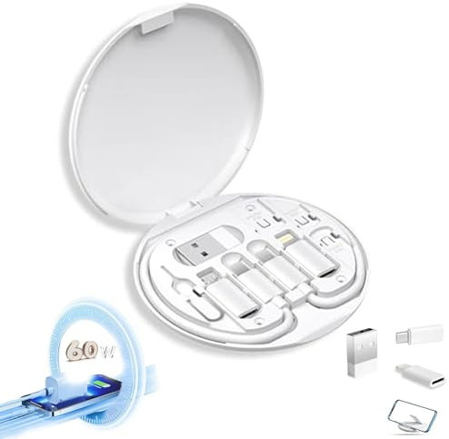 Endyniner 9 in 1 Cable Case Kit, 9 in 1 Cable Charger Case, USB C to USB Adapter, Type C to USB Adapter, USB C Multi Charging Cable 60w Fast Charge, Multi Charging Cable Adapter Kit (white)