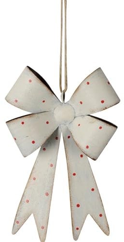 Metallschleife - Deko Schleife groß für Türkranz -25cm - weiß rot - Wandschmuck - Wetterfest - Türschmuck Haustür - Weihnachtsdeko - Garten Deko