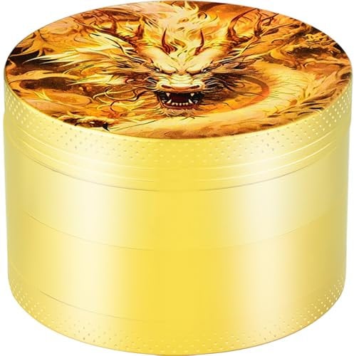 Sytranrein Herb Grinder, 2.5'' 4 Parts Golden Metal Grinder with Pollen Catcher,Portable Grinder for Dry Herb and Spices(Golden)