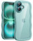 JETech Wavy Case for iPhone 16 Plus 6.7-Inch, Cute Wave Frame Curly Shape Shockproof Phone Cover for Women and Girls, Clear Hard PC Back (Teal)