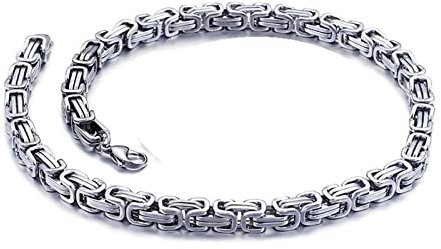 Tolldek Halskette Edelstahl Herren 60cm, Byzantine Königskette Silber Metallkette Hals Breit 6MM, Edelstahl Halskette Hip Hop