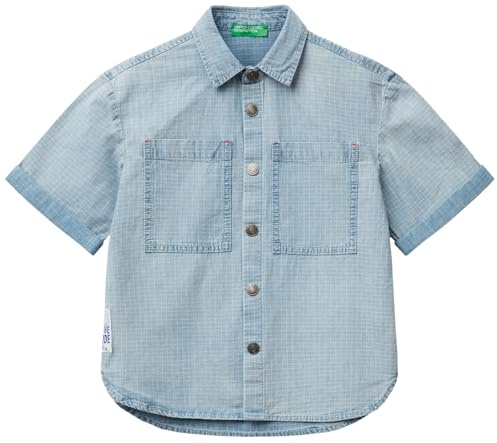 United Colors of Benetton Jungen Camicia 53z9cq046 Hemd, blau, 150 cm