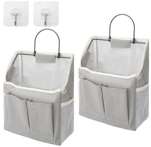 DAWRIS Wall Storage Hanging Organizer with Pockets - Over Door Bag for Bedroom, Kitchen, Pantry, Nursery, Bathroom, Dorm, Grey