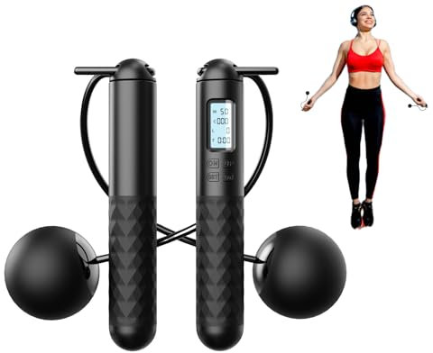 Corda per saltare digitale con sfere gravitazionali, corda per saltare senza fili con contatore LCD, attrezzatura per esercizi ponderati