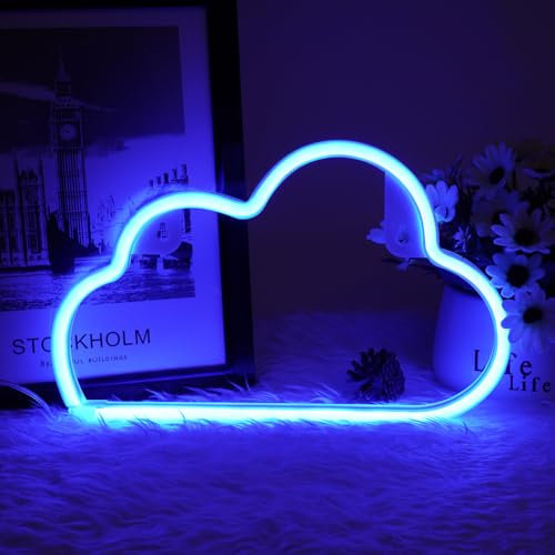 AOOTE Insegna al Neon LED, Led Luci al Neon Nuvole Alimentazione a Batteria o USB, Luce di Segnalazione al Neon, LED Insegna con Luce al Neon, Kids Room Party Festive Decor Luci al Neon