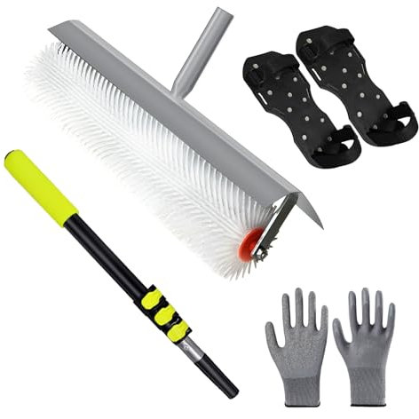 BERXOL Self-Leveling Cement Tool Kit, 20 Spiked Roller, Epoxy Shoes Spikes, Epoxy Floor Kit, Floor Leveling Tools, Concrete Tools, Basic Set (Large defoamer)
