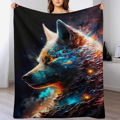 GGJJTT Wolf Decke,Vier Jahreszeiten Weich Wohndecke Decken Schlafdecke Sofadecke Pelzdecke Couchdecke Flannel Bett Decke 180×200cm