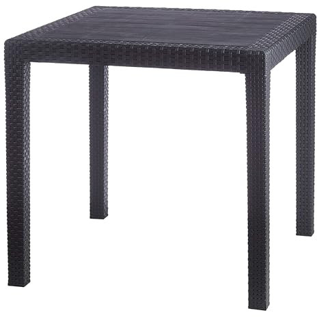 DK HOME Mesa de Jardín King, Mesa Comedor Outdoor, Acabado en Antracita, Uso Exterior, Cuadrada 79 x 79 x 72 cm de Alto