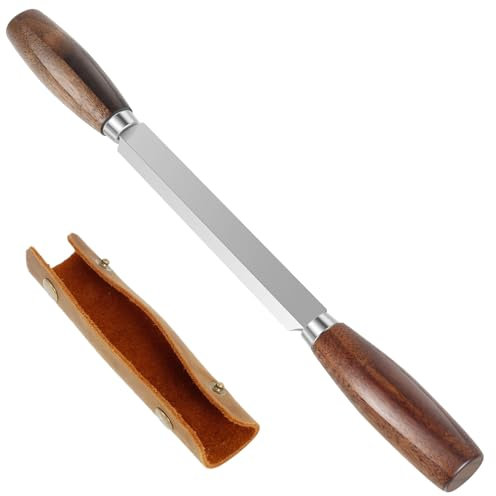 Woodworking Drawknife 4.3 SK5 Blade with Leather Sheath, Straight Wood Draw Knife for Carving & Shaving, Precision Woodworking Hand Tool for Shaping & Whittling