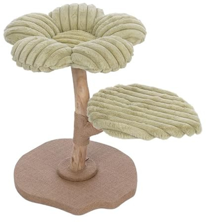 TIAKI Nature Kratzbaum Flora | Kompakter Kratzbaum für Katzen | gepolstertes Kuschelbett mit gewölbten Blütenblättern | mit Sisal umwickelter Holz-Stamm | Höhe: 63cm